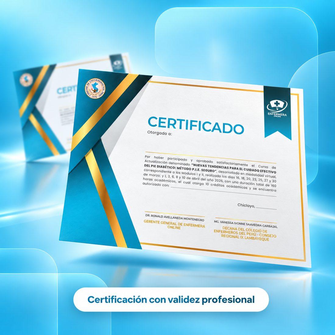 Certificado de Enfermera Online avalado por el Colegio de Enfermeros del Perú – Consejo Regional IX Lambayeque